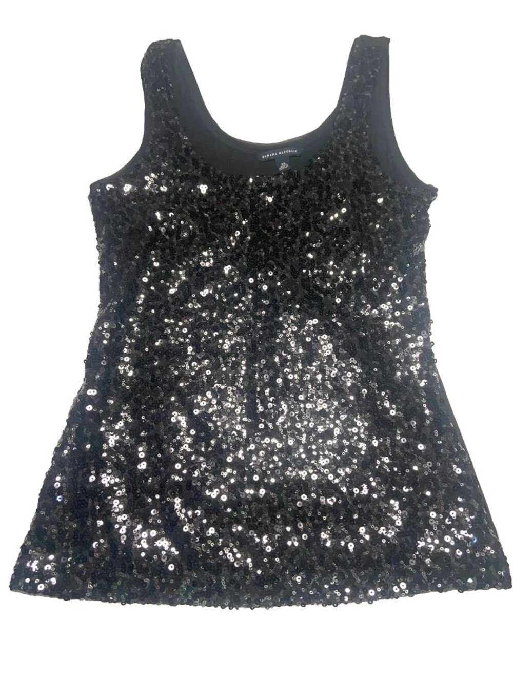 VTG Banana Republic Tank Black Sequin Y2K Whimsigoth Cotton Fairy XS